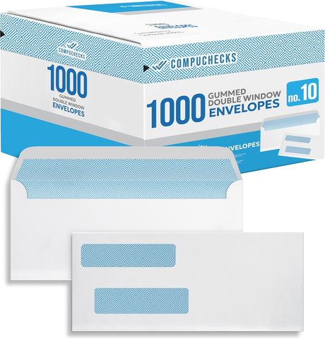Envelopes - Regular Gummed Double Window #10 Security Envelopes (8500)