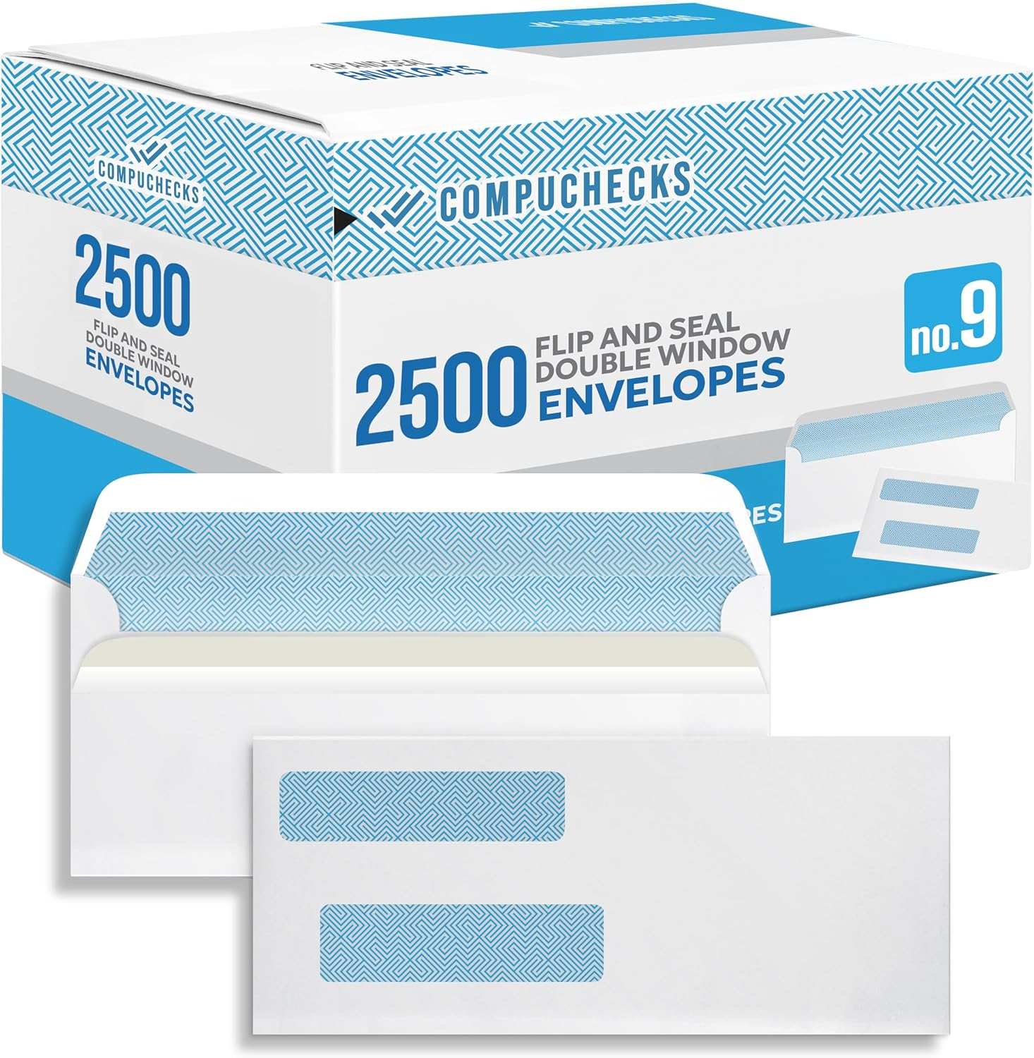 Envelopes - Flip & Seal Double Window #9 Security Envelopes (9600)