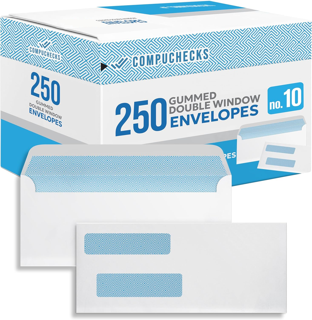 Envelopes - Regular Gummed Double Window #10 Security Envelopes (8500)