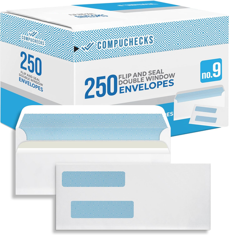 Envelopes - Flip & Seal Double Window #9 Security Envelopes (9600)