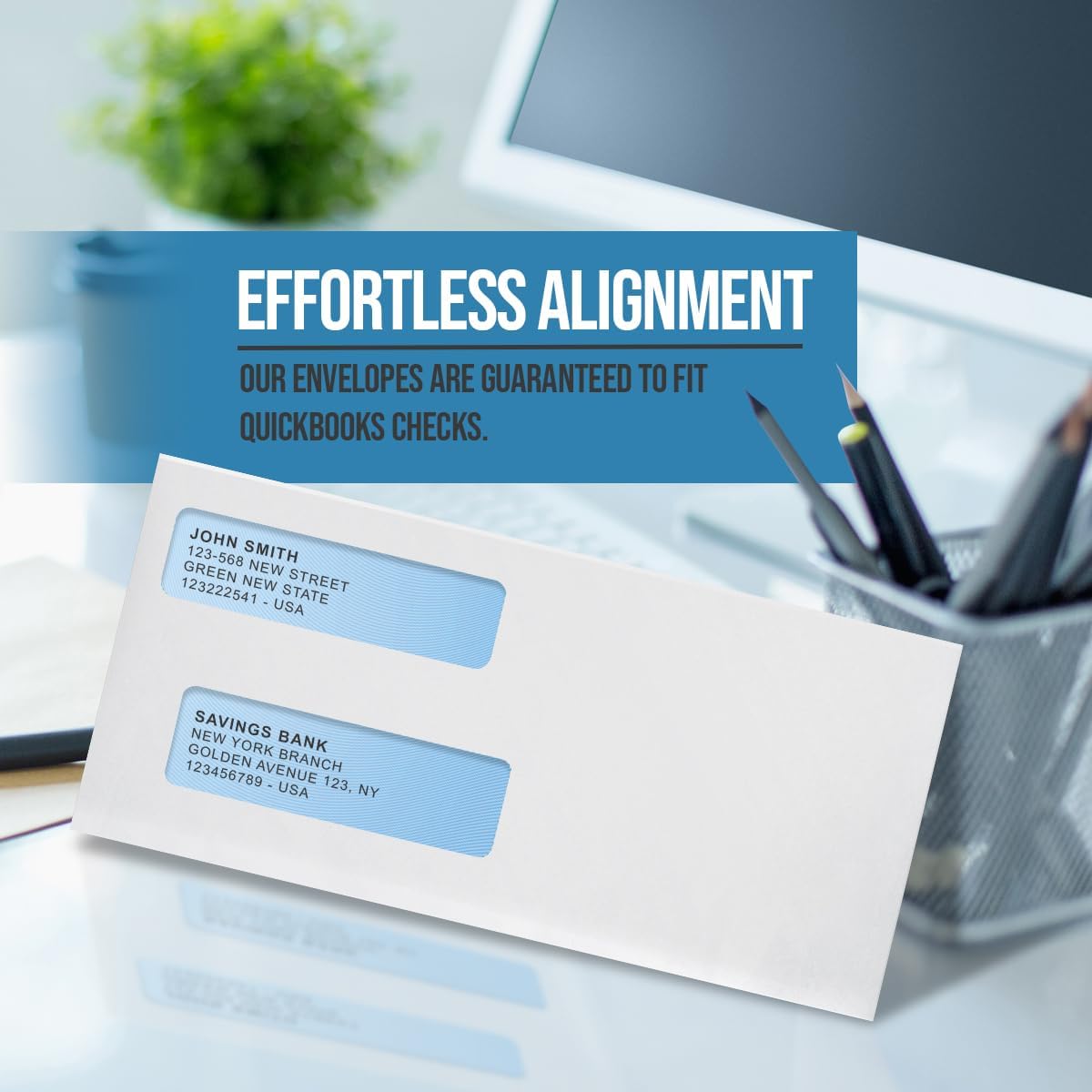 Envelopes -   Peel & Seal Double Window Check Envelopes (8801)