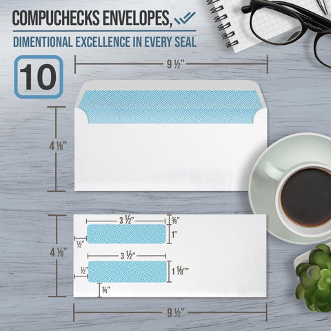 Envelopes - Regular Gummed Double Window #10 Security Envelopes (8500)