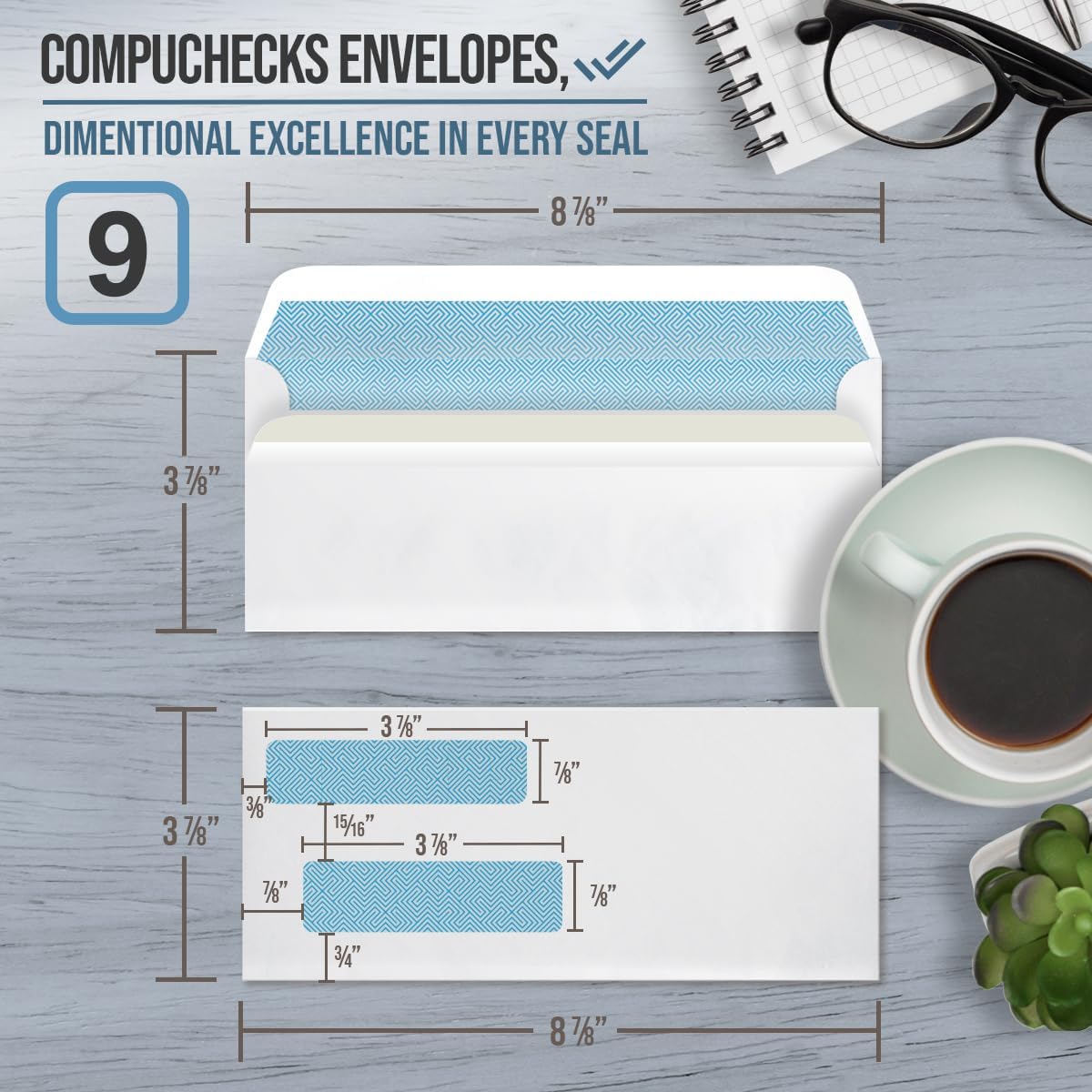 Envelopes - Flip & Seal Double Window #9 Security Envelopes (9600)