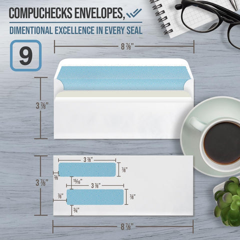 Envelopes - Flip & Seal Double Window #9 Security Envelopes (9600)