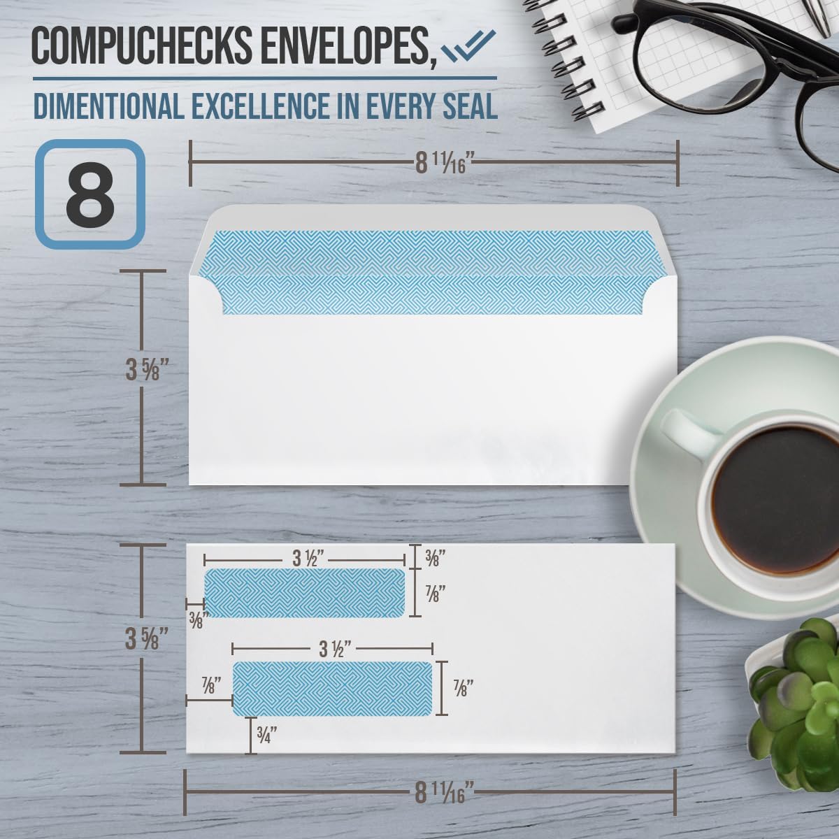 Envelopes -  Regular Double Window Check Envelopes - Gummed (8900)