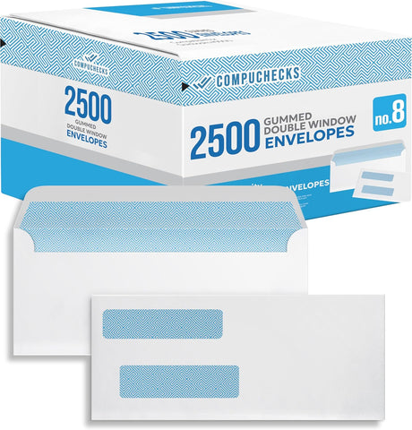 Envelopes -  Regular Double Window Check Envelopes - Gummed (8900)