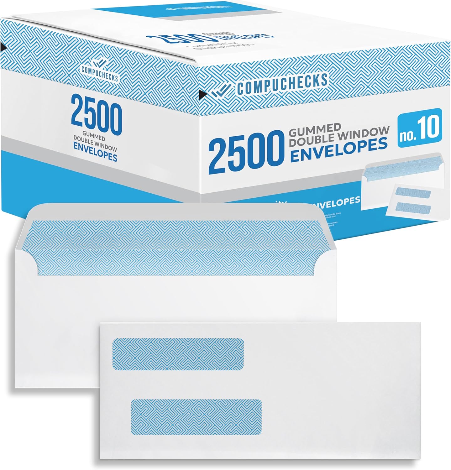 Envelopes - Regular Gummed Double Window #10 Security Envelopes (8500)