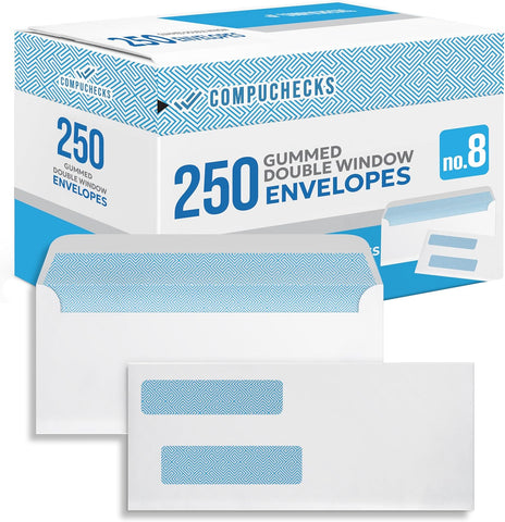 Envelopes -  Regular Double Window Check Envelopes - Gummed (8900)