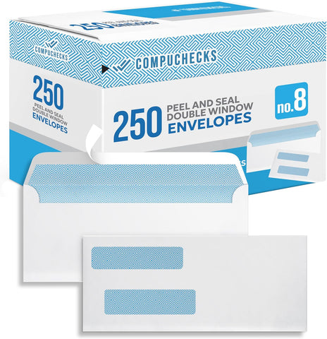 Envelopes -   Peel & Seal Double Window Check Envelopes (8801)