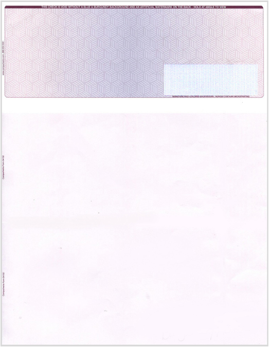 High Security Blank Check on Top