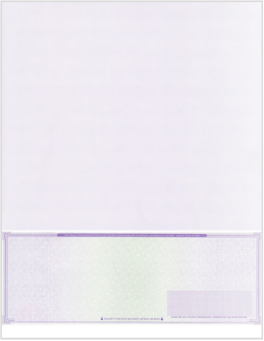 High Security Blank Check on Bottom
