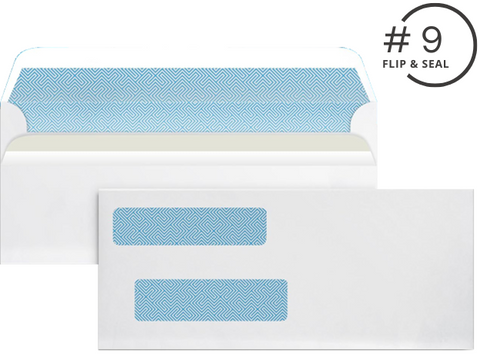 Envelopes - Flip & Seal Double Window #9 Security Envelopes (9600)