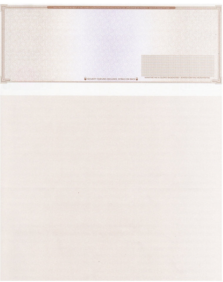 High Security Blank Check on Top