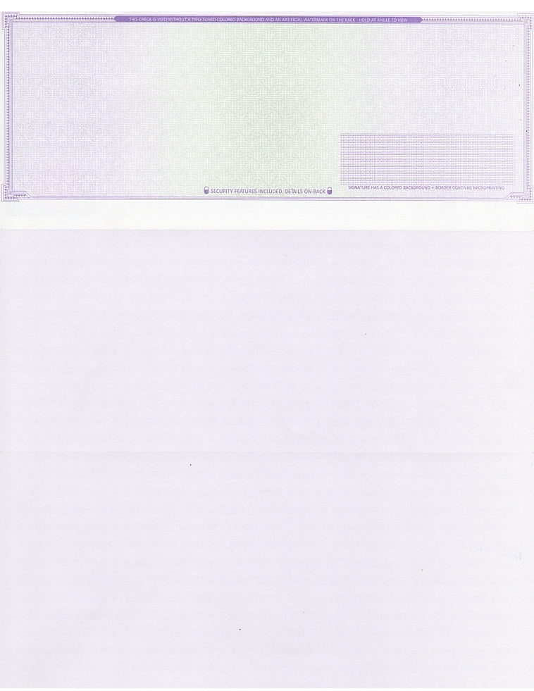 High Security Blank Check on Top