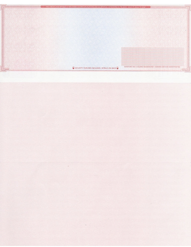 High Security Blank Check on Top